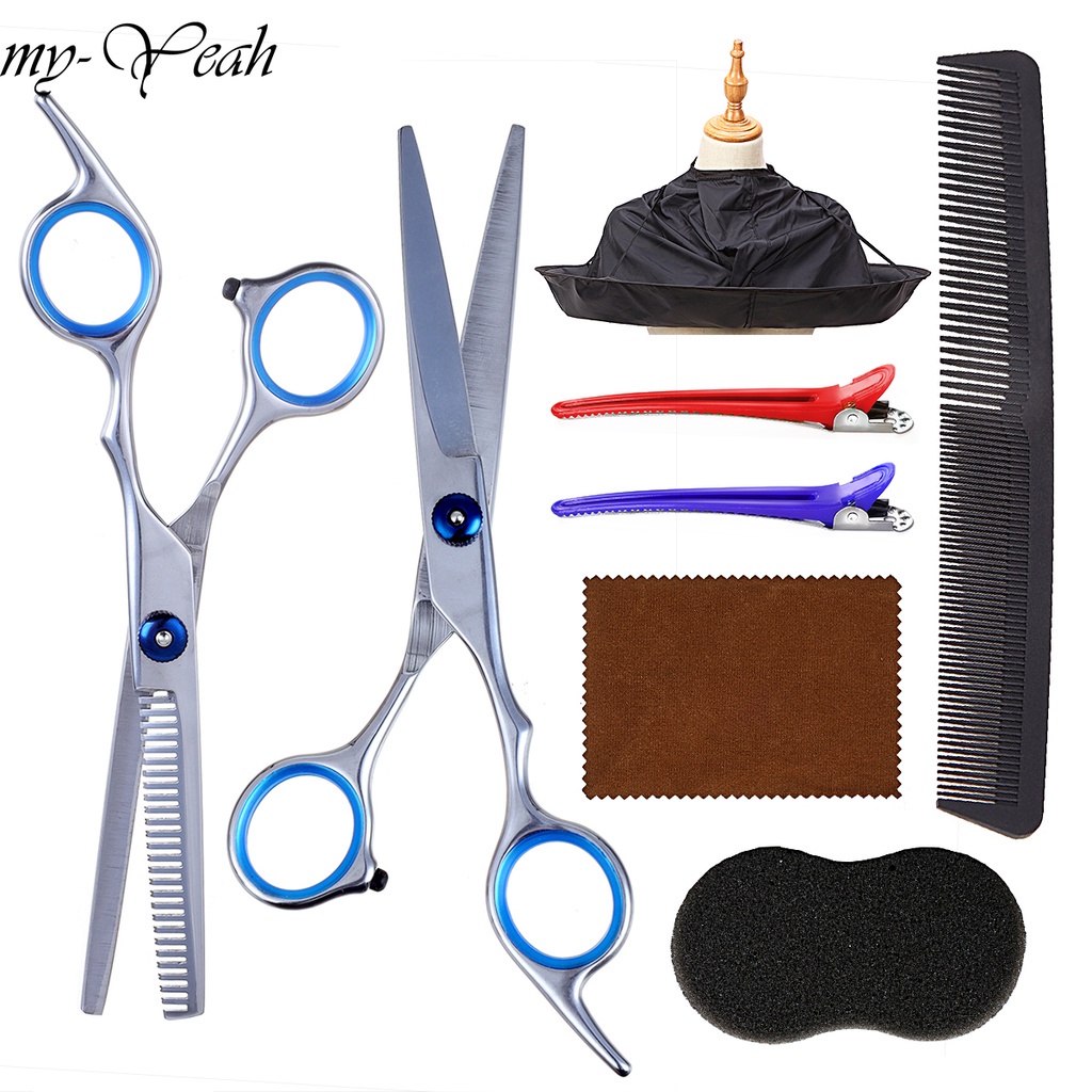 [Hàng mới về] Set 8 Kéo Cắt Tóc Chuyên Nghiệp Bằng Thép Không Gỉ 6.0 Inch