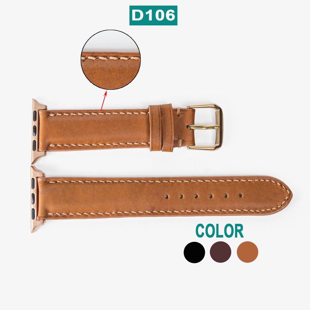 Dây apple watch da bò-khâu tay thủ công D106- dây apple watch series 3 series 4 series 5-Bụi leather