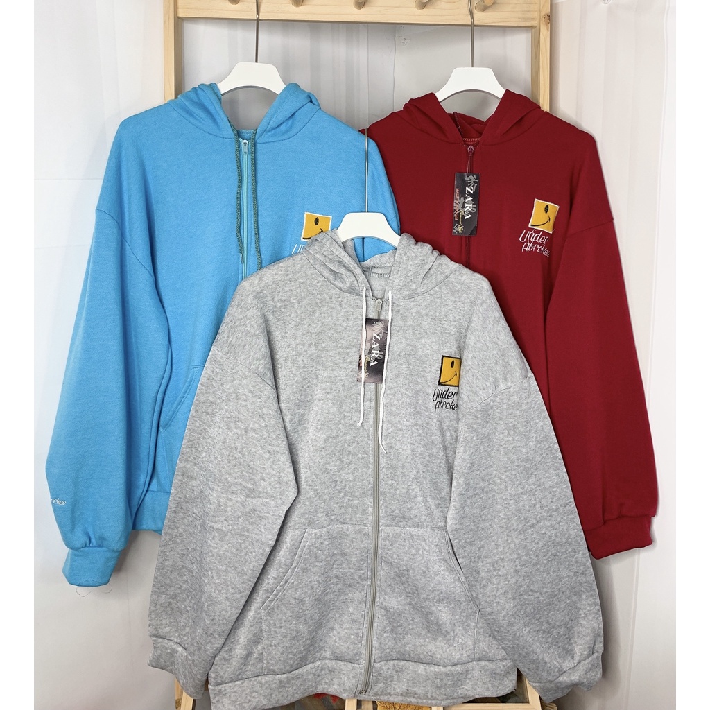 Áo khoác nỉ dài tay UNDER nam nữ [FREESHIP] ♥ Jacket in hình mặt cười thu đông form rộng unisex ♥ | BigBuy360 - bigbuy360.vn