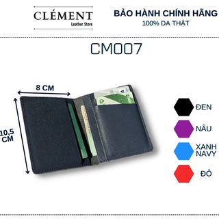 [ Da Saffiano] Ví namecard da nam cao cấp, bóp ví nam da bò thật Clément – CM007 - BH 12 tháng