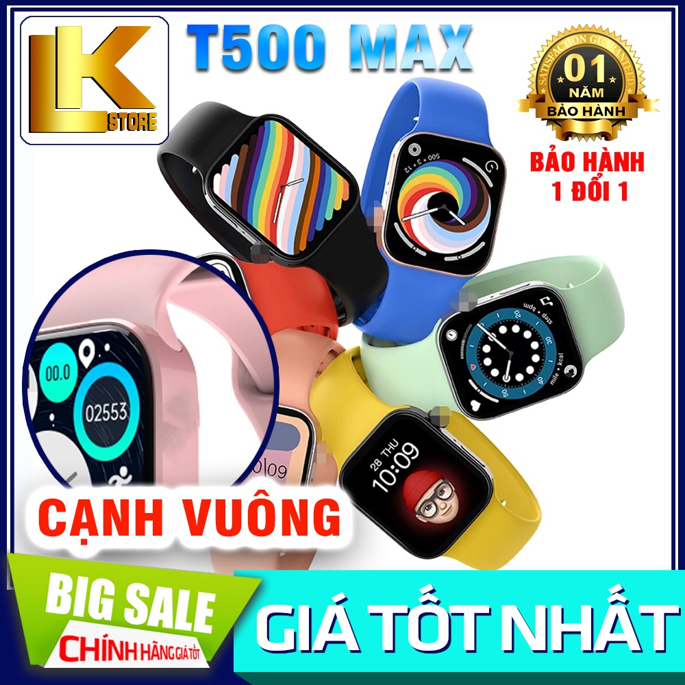 Đồng Hồ Thông Minh Viền Vuông T500+MAX Kết Nối Bluetooth Nghe Gọi Thay Hình Nền - BẢO HÀNH ĐỔI MỚI