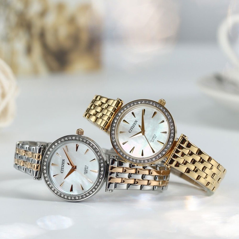 Đồng Hồ Nữ Citizen Đính Đá Swarovski Dây Thép Không Gỉ ER0216-59D - Mặt Xà Cừ