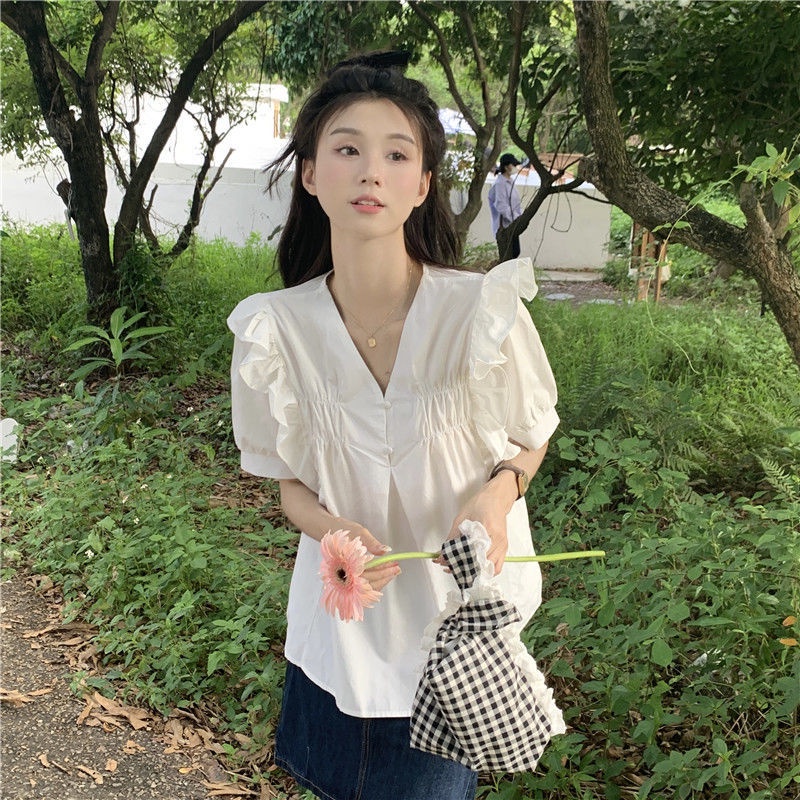 Áo Thun Tay Ngắn Màu Trơn Dáng Rộng Phong Cách Hàn Quốc Dễ Thương