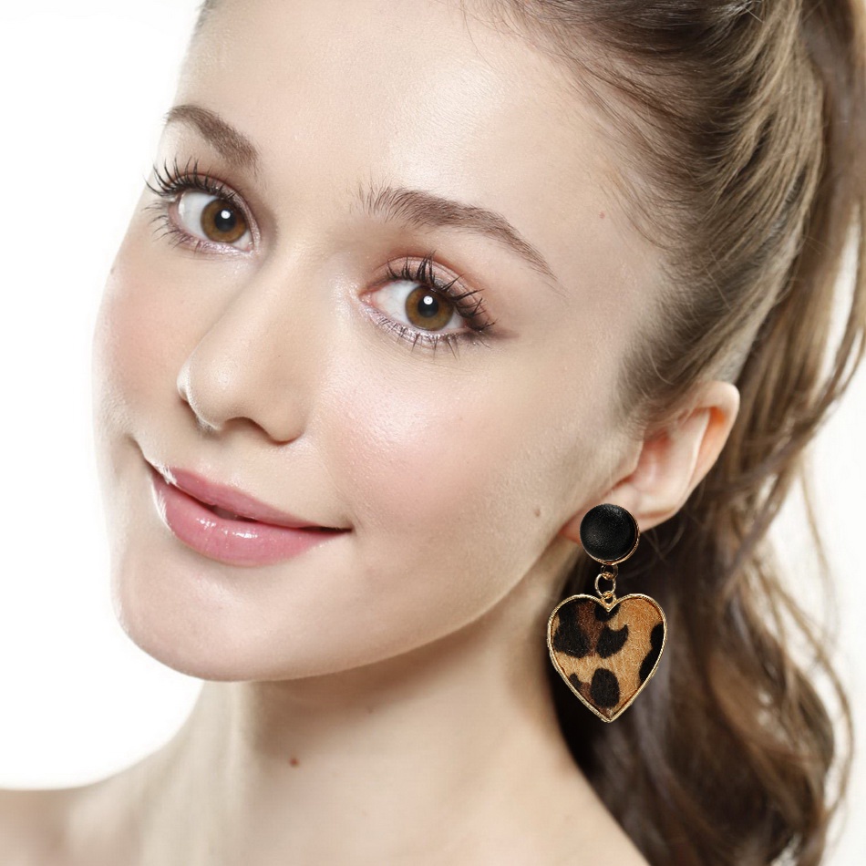 Bông Tai Họa Tiết Da Báo / Hình Học / Tròn / Vuông Phong Cách Retro Thời Trang