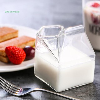 Cốc Thủy Tinh Trong Suốt 300ml Hình Hộp Sữa Độc Đáo