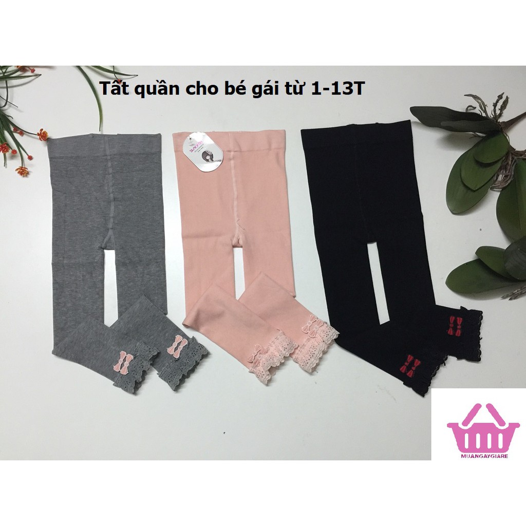 Quần tất len cho bé gái từ 1-13T _ 3 mầu Ghi, Hồng, Đèn