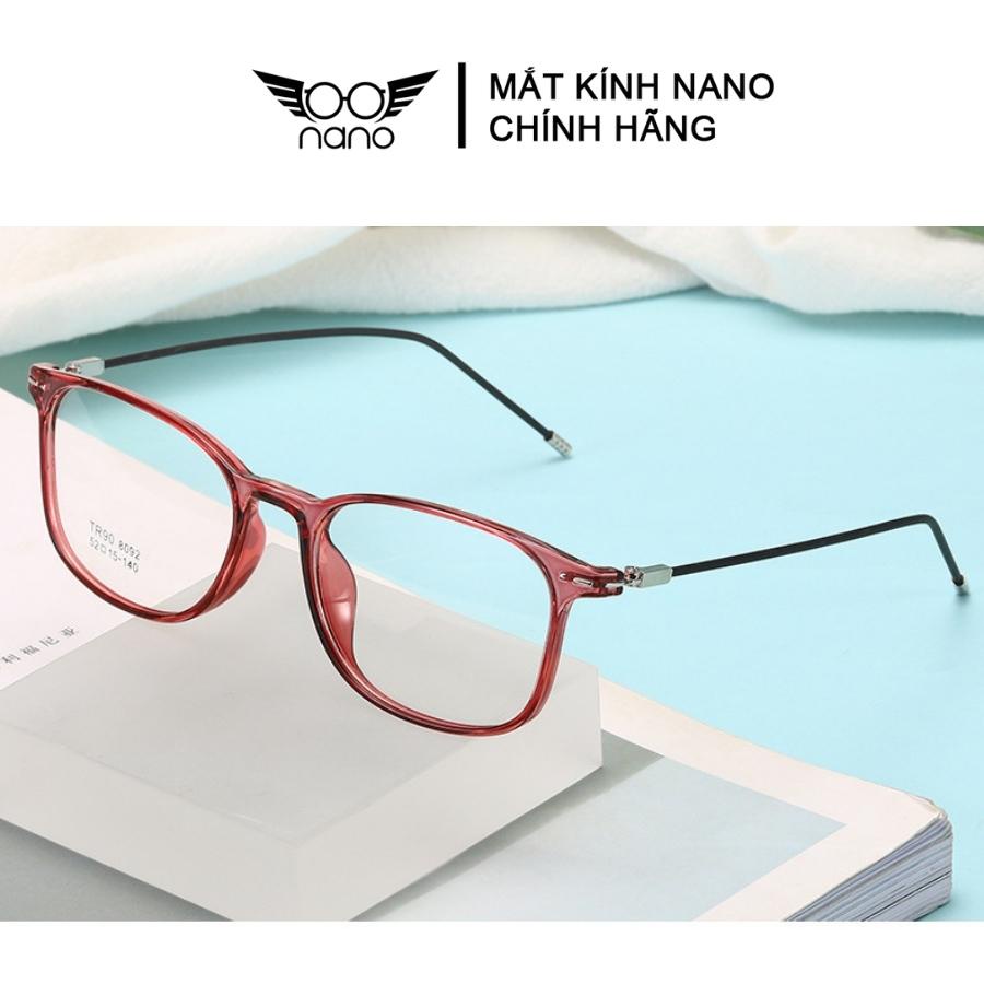 Gọng kính cận nữ nam, gọng kính vuông NANO 8092 chất liệu nhựa dẻo bền bĩ chống trầy xước phong cách Hàn Quốc