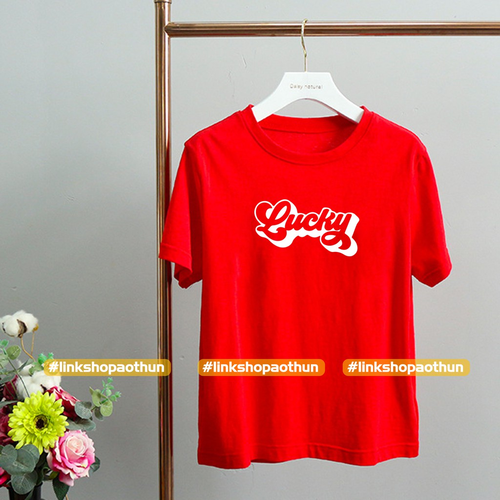 Áo đỏ Tết Lucky gia đình ngắn tay
