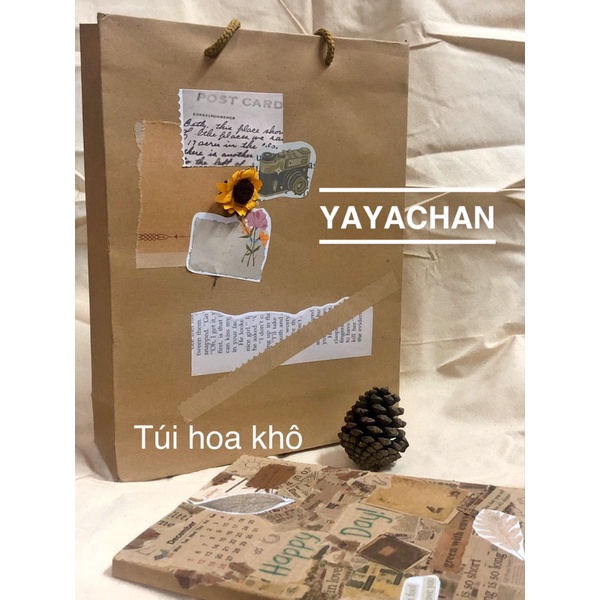 Túi giấy kraft kiểu bullet journal cổ điển chất liệu dày