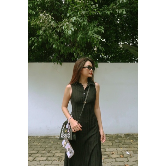 Đầm thun cổ sơ mi thiết kế cao cấp LUCETFASHION Glam Dress