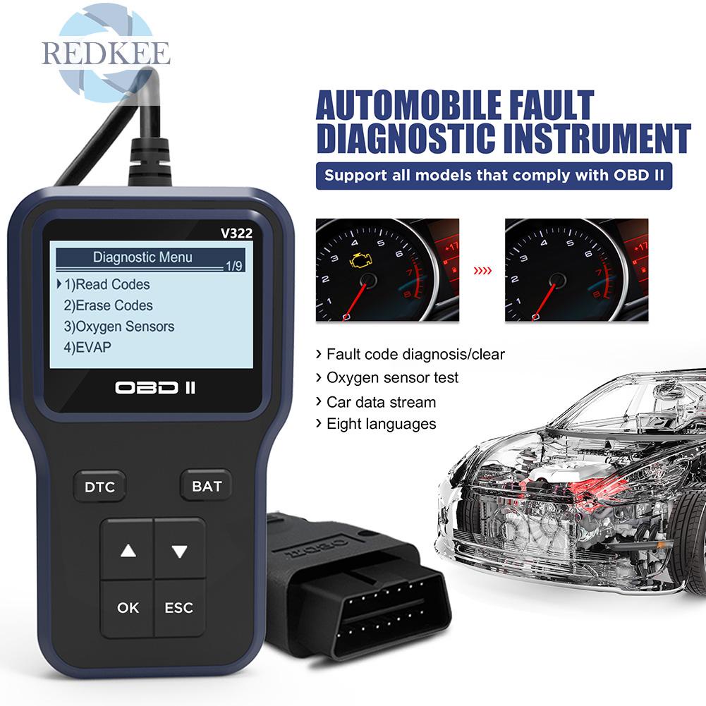 Thiết Bị Quét Chuẩn Đoán Lỗi Động Cơ Xe Hơi Redkee V322 Obd Ii Obd2