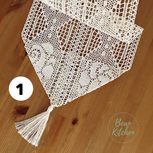 Khăn trải bàn runner ren, vải ren dệt trải bàn ăn, phủ kệ, tủ, bàn đầu giường