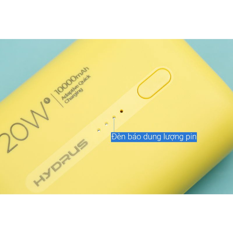 Pin sạc dự phòng 10000mAh Type C PD QC3.0 Hydrus PB299S Vàng 2nd 99% nobox