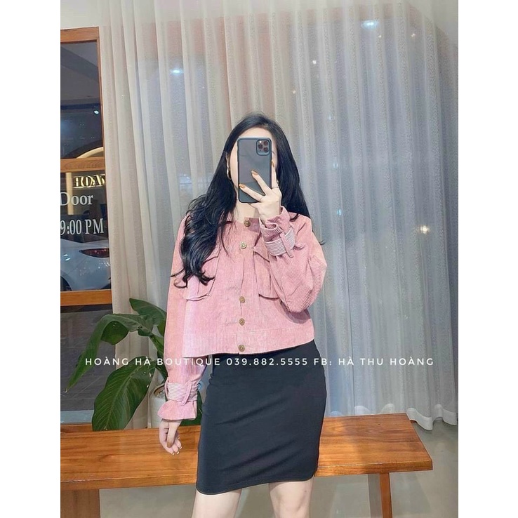 sét đầm thun 2 dây dáng ôm kèm áo khoác nhung lửng phối hai túi ngực siêu đẹp👌😜👌sa089