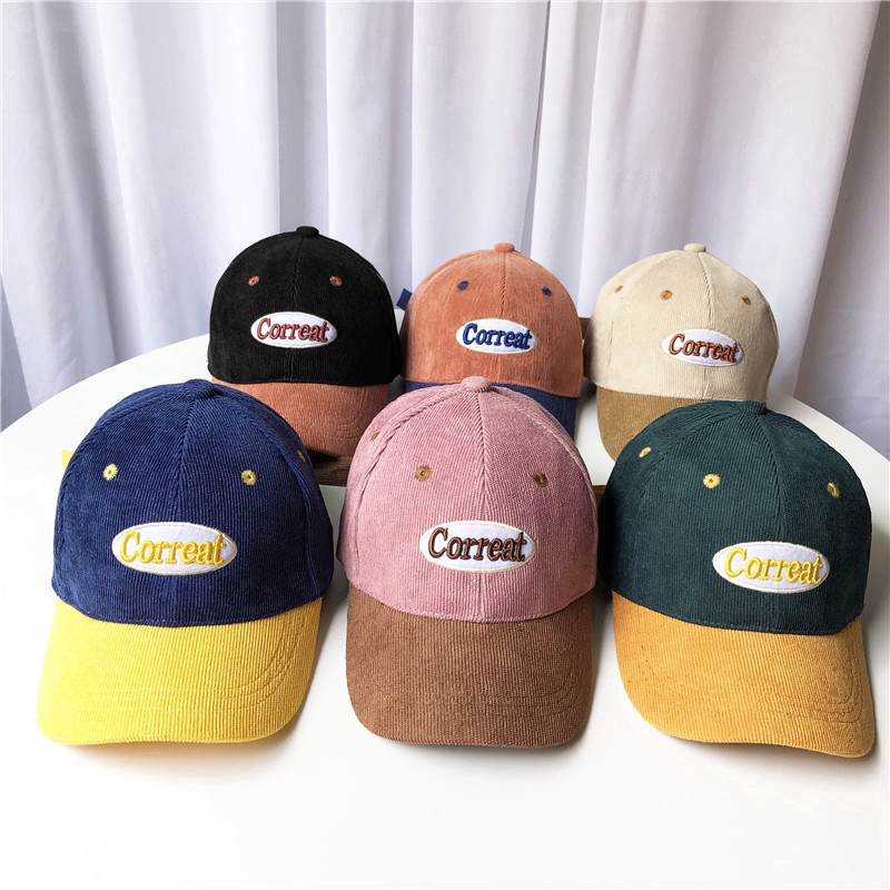 Personality creative children's baseball cap letters fashion casual new corduroy children's cap