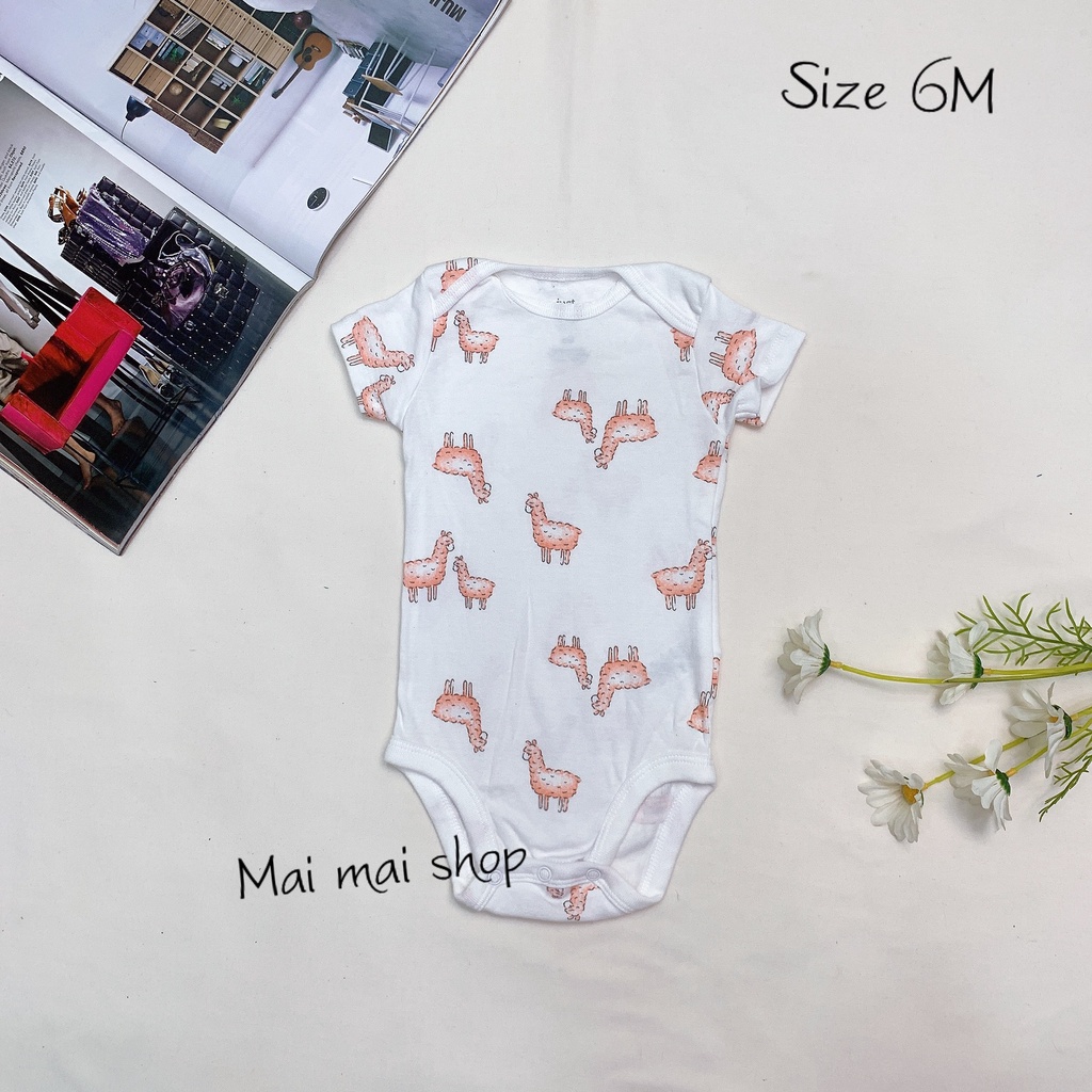 (3-6M Chọn màu-Gái) Body chip TAY NGẮN,CÁNH TIÊN xuất dư cổ tròn, cổ đáp chéo cho bé gái sz 3-6M- Bộ liền thân cho bé