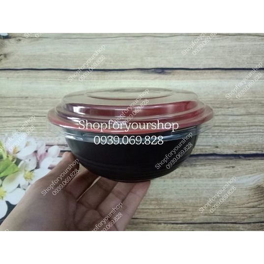 100 TÔ NHỰA ĐỎ ĐEN 600ml + NẮP