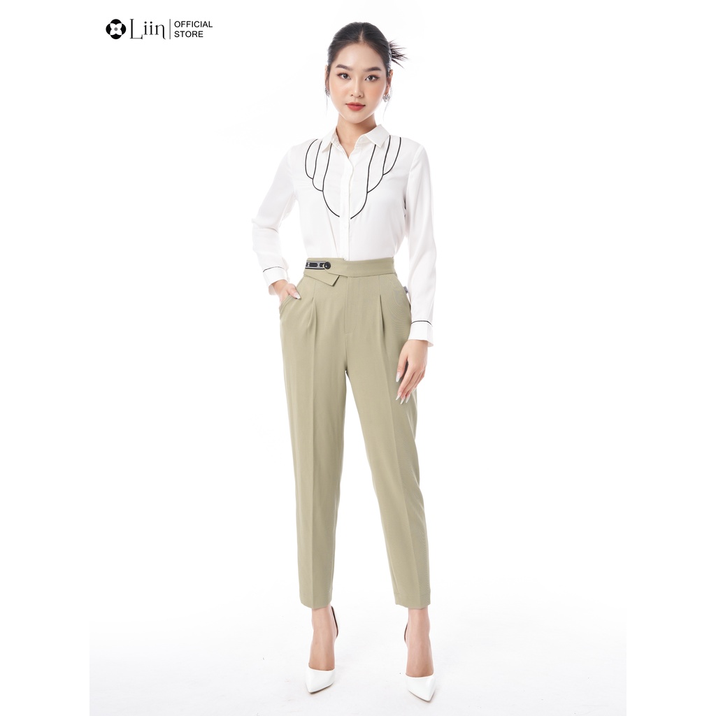 Quần baggy nữ linbi mix đai thiết kế form công sở trẻ trung, thanh lịch liin clothing QD3717