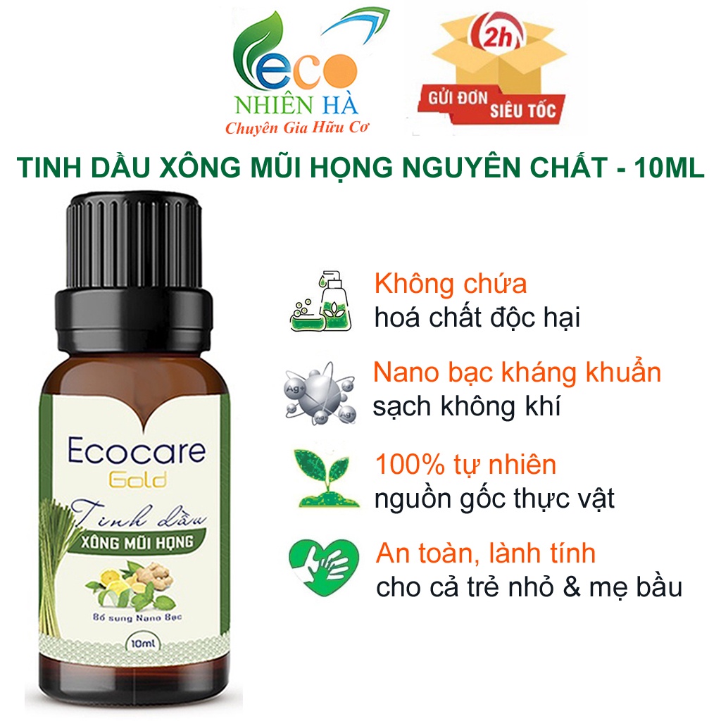 Tinh dầu ECOCARE 10ml nguyên chất, tinh dầu xông mũi họng giúp kháng khuẩn, sạch không khí