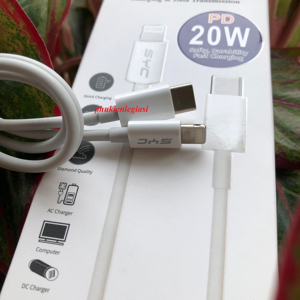 Cáp sạc nhanh 20W chuẩn PD type C to Lai Ning hiệu SYC PD10