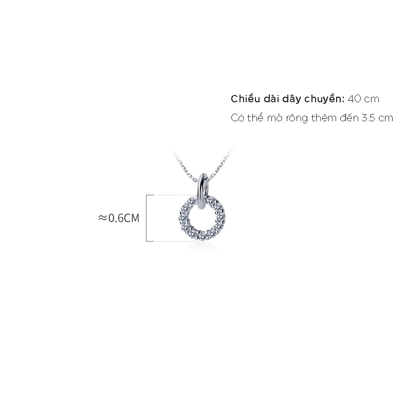 Dây chuyền bạc EVERMORE, vòng cổ vòng tròn đính đá bạc ý 925, phong cách minimalism, thanh lịch - D010
