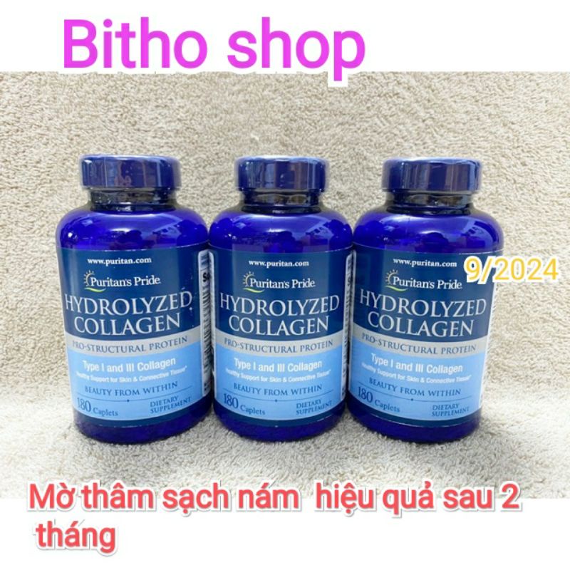 [Date 1/25] Viên uống collagen thủy phân trắng da, mờ nám Hydrolyzed Collagen 180 viên