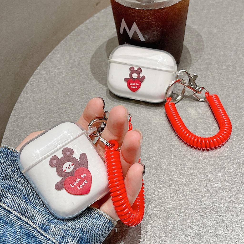 Vỏ Bảo Vệ Hộp Sạc Tai Nghe airpods 1 2 Pro 3rd Generation Pro 1/2 Trong Suốt Chống Sốc Họa Tiết Hoạt Hình Kèm Dây Đeo Kiểu Nhật Hàn