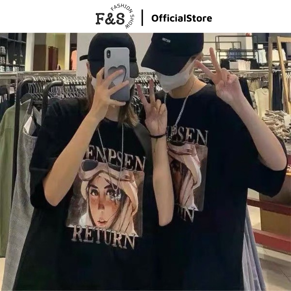 Áo thun tay lỡ unisex TENPSEN RETURN - Áo phông F&amp;S nam nữ form rộng cho cặp đôi phong cách hàn quốc