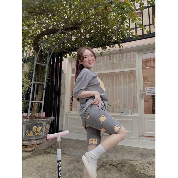 sét bộ đùi in thun tixi cổ tròn ngắn tay