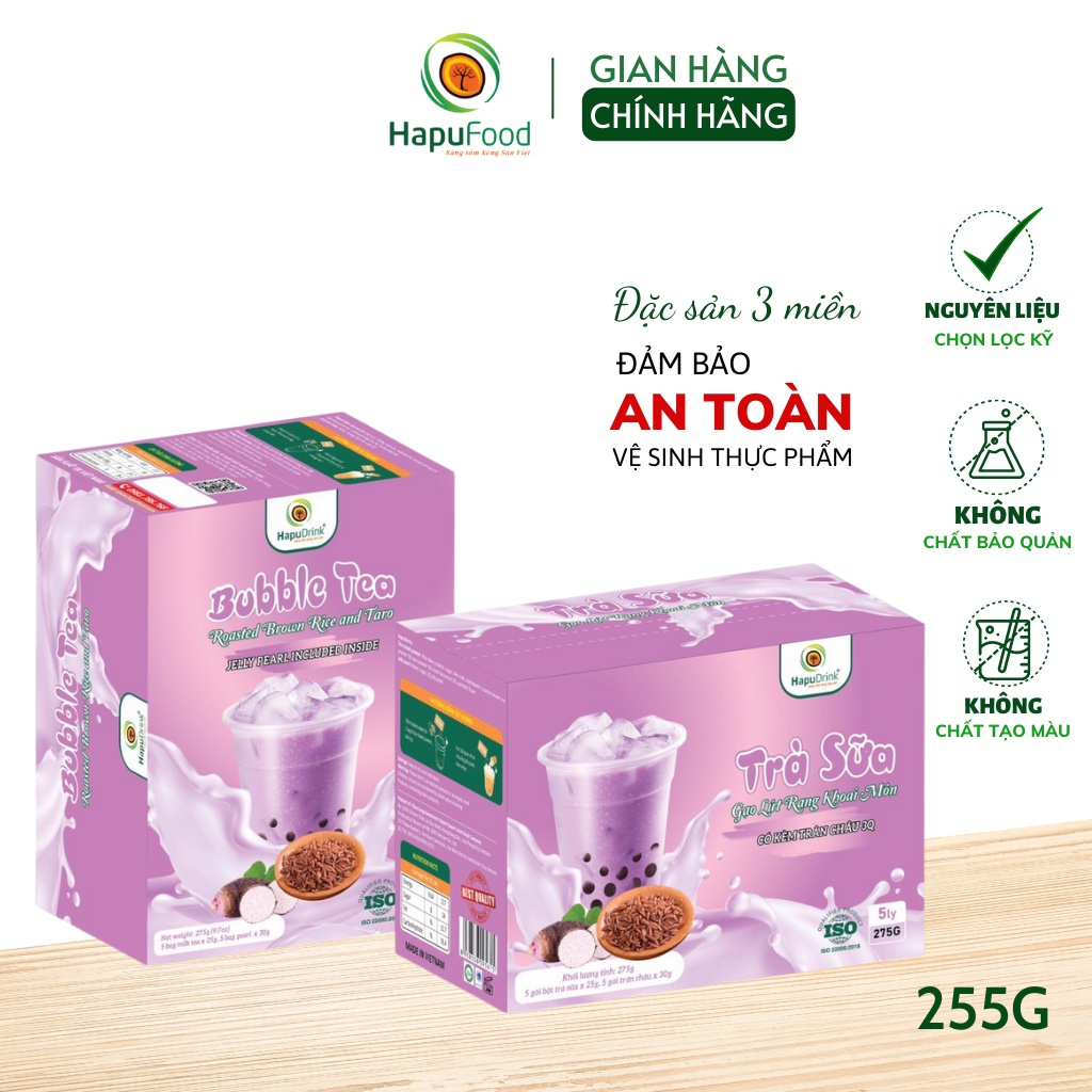 Trà gạo lứt rang khoai môn HAPUFOOD 275g, thơm ngon tiện lợi