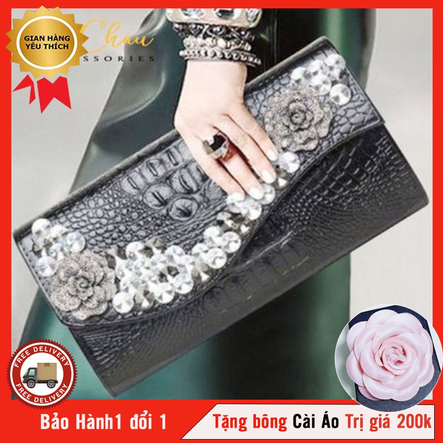 Ví Dự Tiệc Dập Vân Cá Sấu - Bảo Châu - Đi Tiệc Cực Sang Phong Cách Hiện Đại Dễ Dàng Phối Đồ
