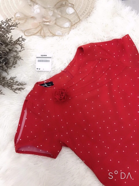 Đầm xoè chấm bi hoa mí cổ DVCC86 | BigBuy360 - bigbuy360.vn