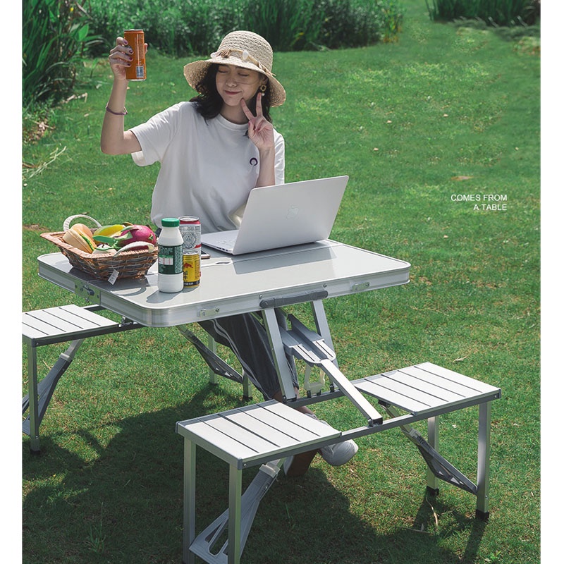 Bàn Ghế Gấp Gọn Thông Minh Dã Ngoại Du Lịch Liền Chân 4 Ghế - Bàn Xếp Dã Ngoại Ngoài Trời | BigBuy360 - bigbuy360.vn