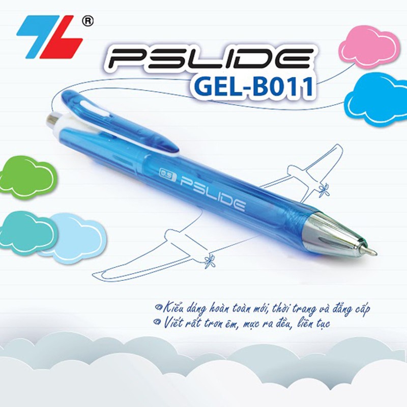 Bút Bi Nước Thiên Long Pslide GEL-B011 0.5mm (Mực Xanh/Đỏ)