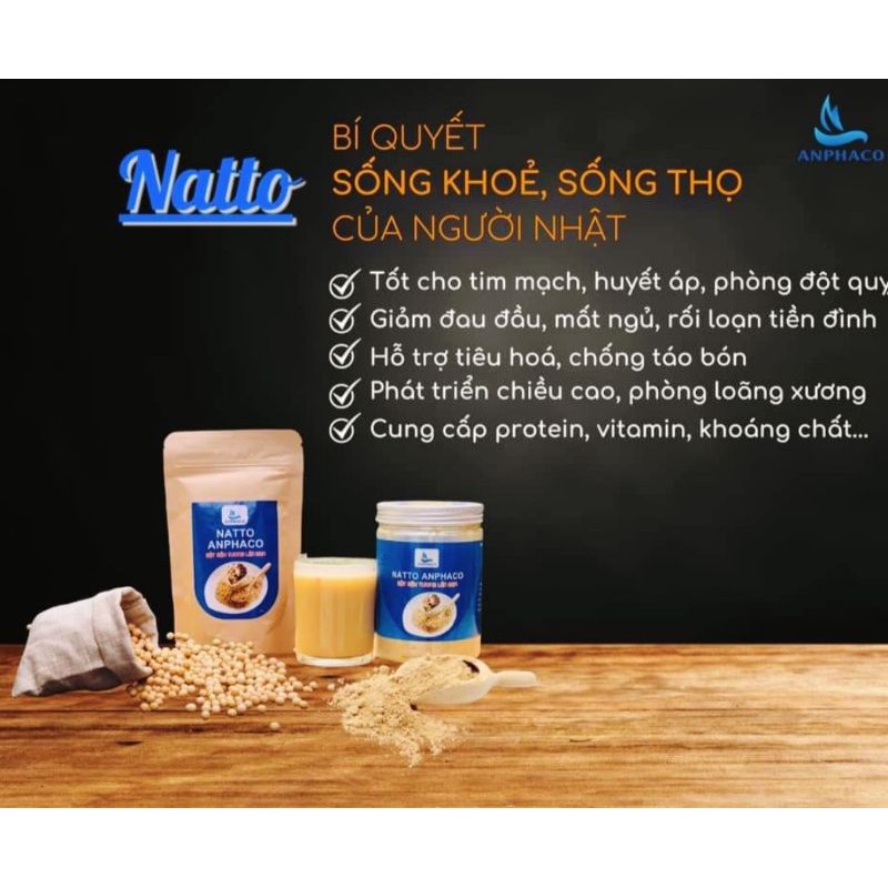 NATTO BỘT ĐẬU NÀNH LÊN MEN ANPHACO THỰC PHẨM CHAY NGỪA TÁO BÓN ĐỘT QUỴ HUYẾT ÁP MỠ MÁU
