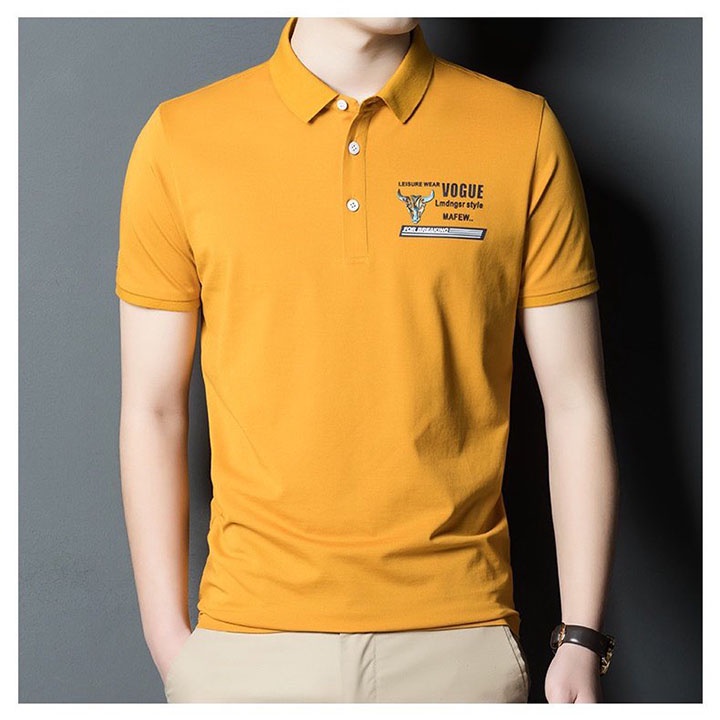 Áo thun nam có cổ tay ngắn vải thun cotton cao cấp thêu họa tiết skymen Fashion - ATN03