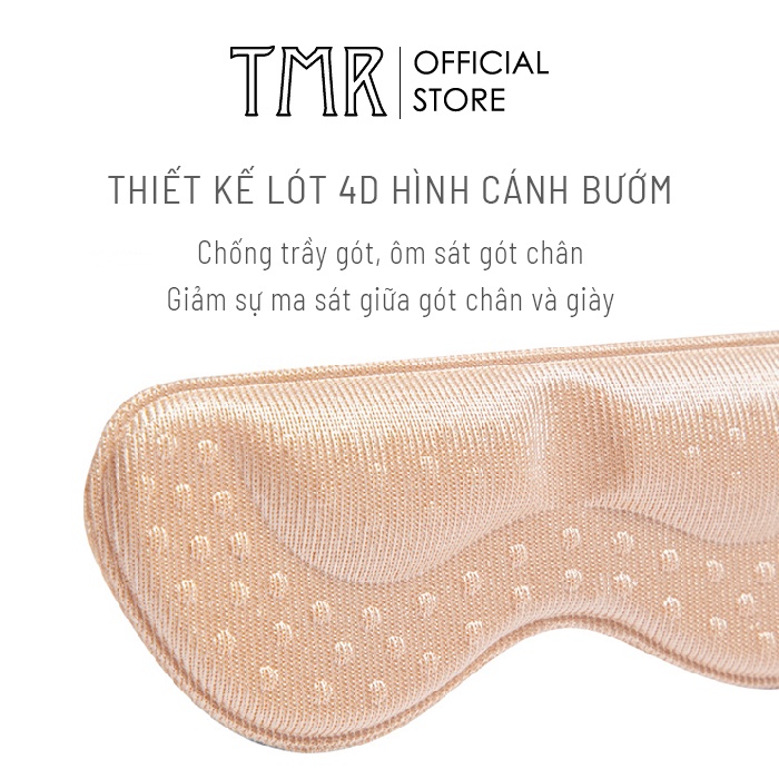 Lót Giày Chống Rớt Gót 4D TMR cao cấp, chống thốn và trầy chân, bảo vệ gót sau, êm ái cho nam và nữ (1 set)
