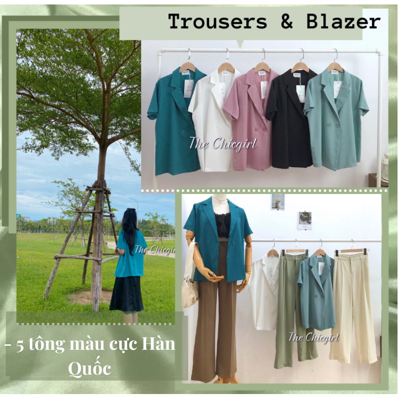 Áo Blazer tay ngắn phong cách Hàn Quốc, vải một lớp cực kỳ mát mịn phù hợp cho mùa hè.