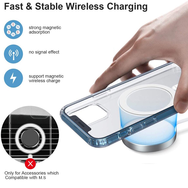 Ốp Điện Thoại Hỗ Trợ Sạc Từ Tính Cho iPhone 7-14 Pro MAX