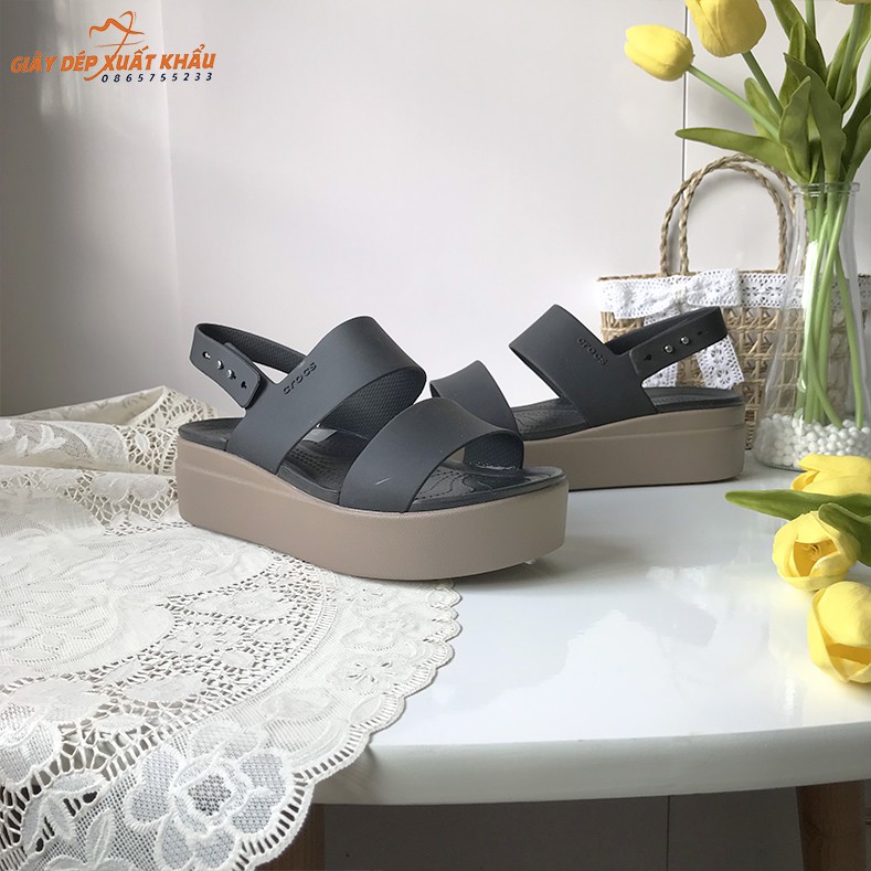 Sandal Cross Nữ Brooklyn Low Wedge Cao 5 cm Màu Đen