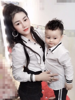 Sét cặp áo sơmi viền cho mẹ & bé