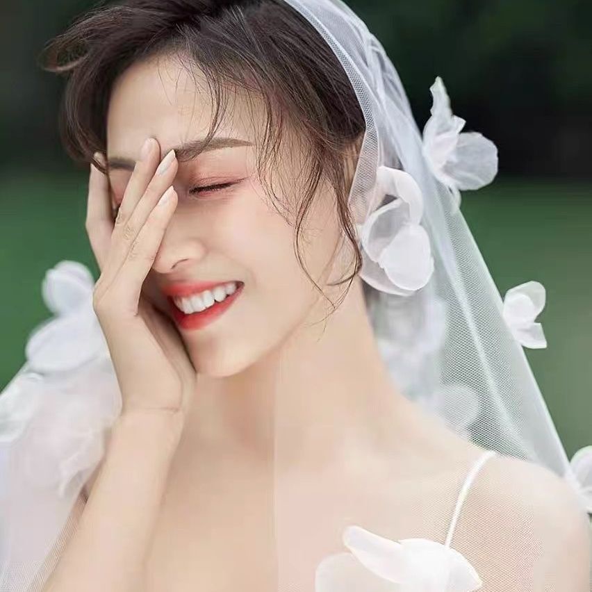 Mạng Che Mặt Bằng Lụa Viền Trắng 2m Trang Trí Cô Dâu