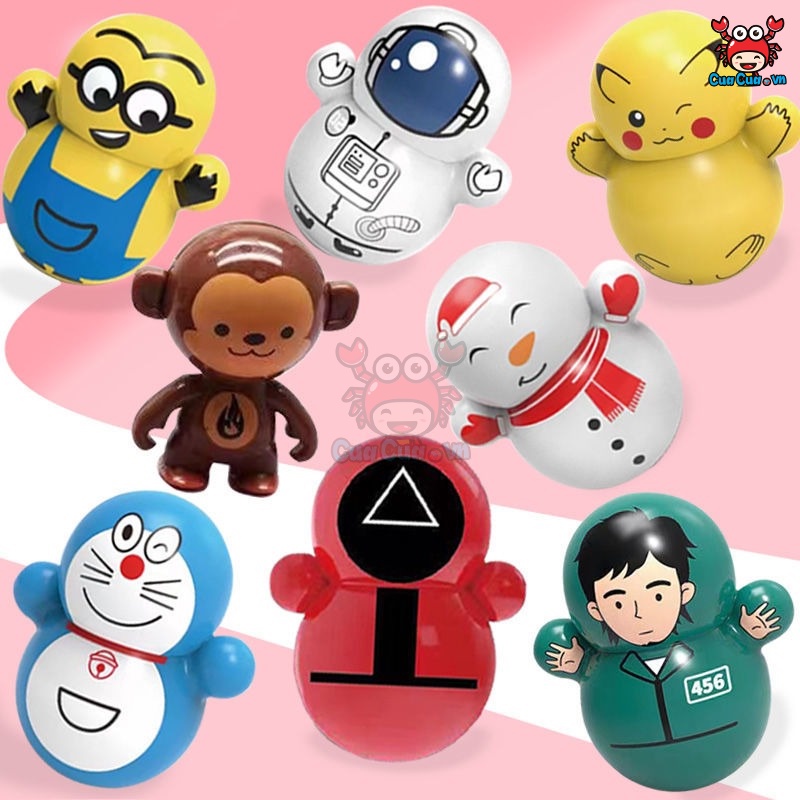 [COMBO 5] Lật đật mini doraemon cho bé - đồ chơi squid game mini trò chơi con mực nhiều mẫu dễ thương trang trí để bàn