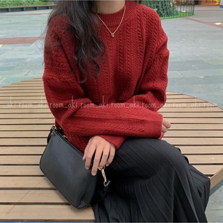 Áo len thừng trơn cổ tròn
