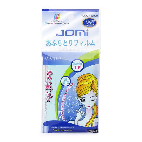 Giấy thấm dầu Jomi Oil Clear Film Nhật Bản, giúp thấm sạch dầu nhờn, hút sạch bụi bẩn, làm thông thoáng da, 70 tờ