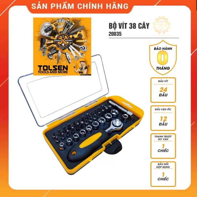 Bộ vít 38 cây TOLSEN 20035 bằng thép cao cấp chống gỉ