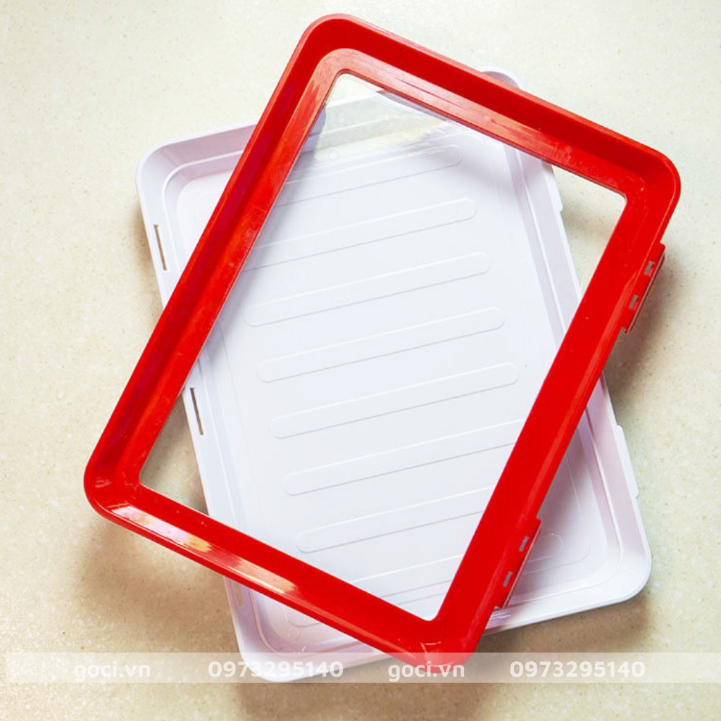 Hộp nhựa đỏ có màng bảo quản thực phẩm tủ lạnh trữ đông màng bọc siêu bền kín khí kháng khuẩn đa năng tiện lợi