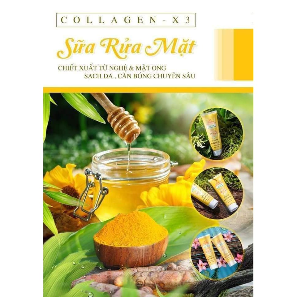 Sữa rửa mặt collagen X3-Sữa rửa mặt mật ong mỹ phẩm Đông Anh ( chính hãng 100%)