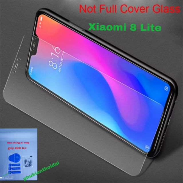 Cường lực Xiaomi 8 Lite loại tốt trong suốt 9h /2.5D tặng keo giấy lấy bụi