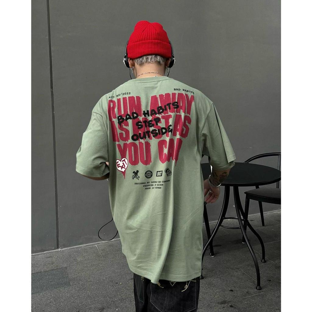 Áo Thun Unisex BAD HABITS RUN TEE OLIVE 100% Cotton - Local Brand Chính Hãng